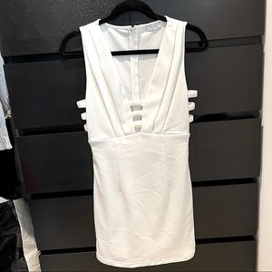 Tobi caged bodycon dress white